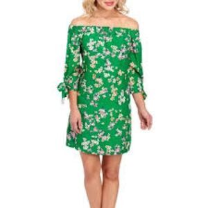 VINCE CAMUTO 8 Off Shoulder Floral Fully Lined Tie up Sleeves Dress